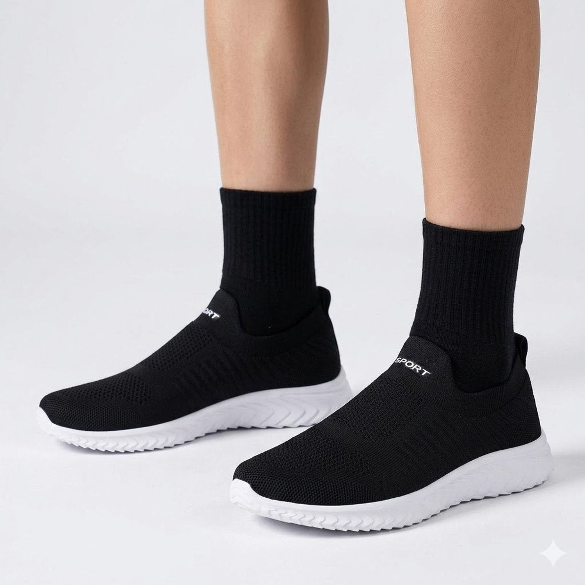 Women's Ergonomic Cushioned Slip-On Comfort Sneakers - Black White