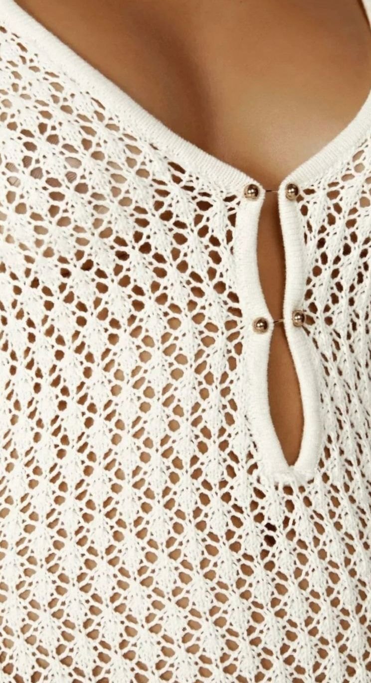 Women's Fitted Long Sleeve V-Neck Crochet Maxi Dress