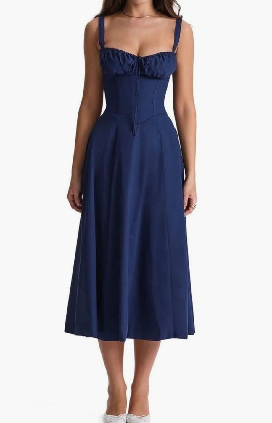Women's Floral Bustier Midi Sundress Side Slit Skirt