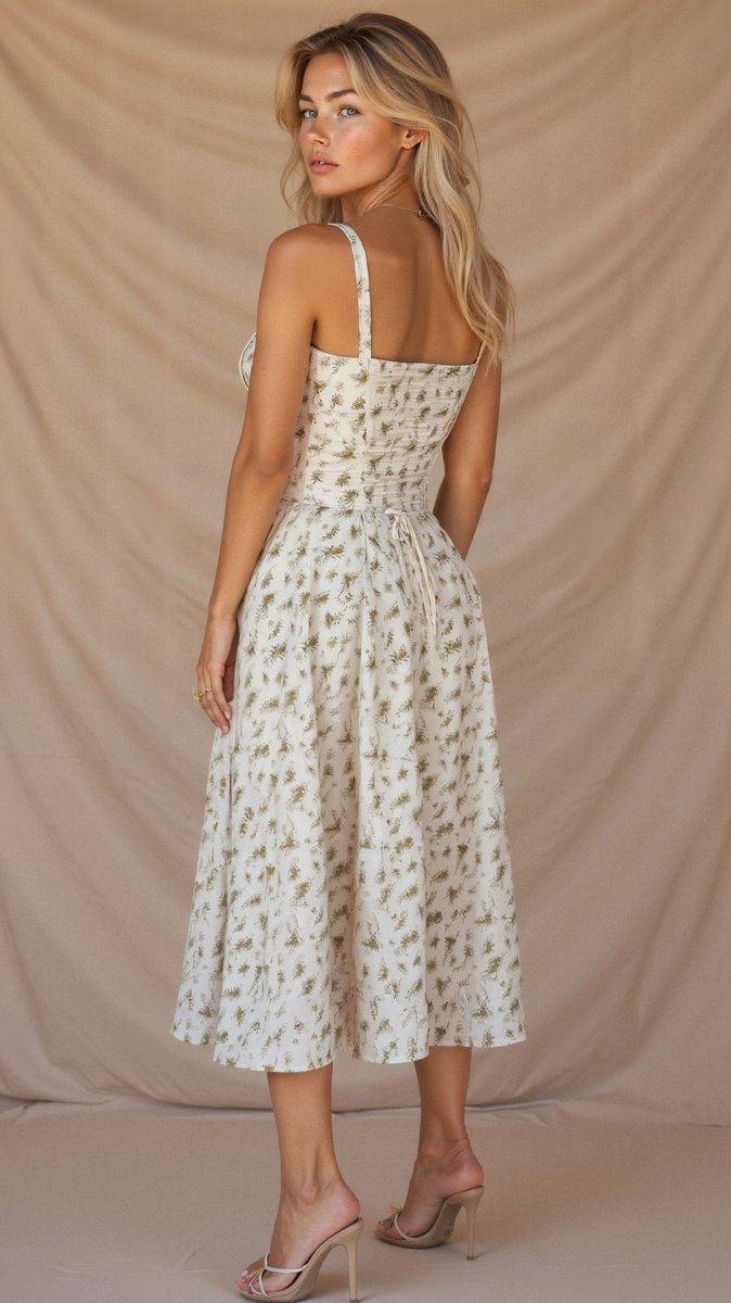 Women's Floral Corset Midi Summer Dress Jumpsuit Slit Skirt