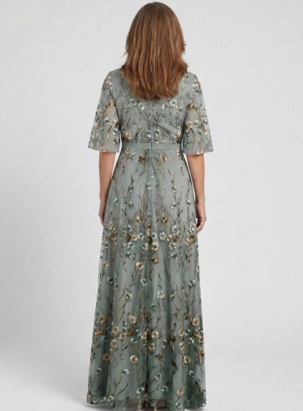 Women's Floral Embroidered V-Neck Maxi Spring Dress