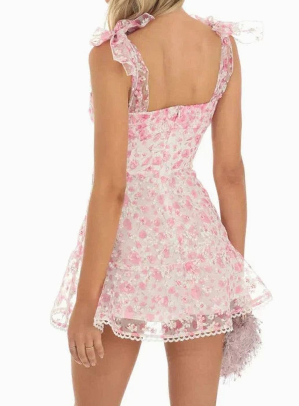 Women's Floral Lace A-Line Mini Wedding Guest Dress