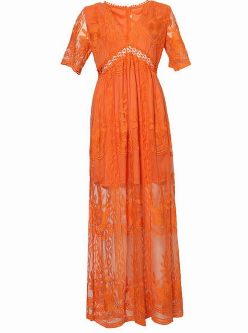 Women's Floral Lace V-Neck Maxi Sundress