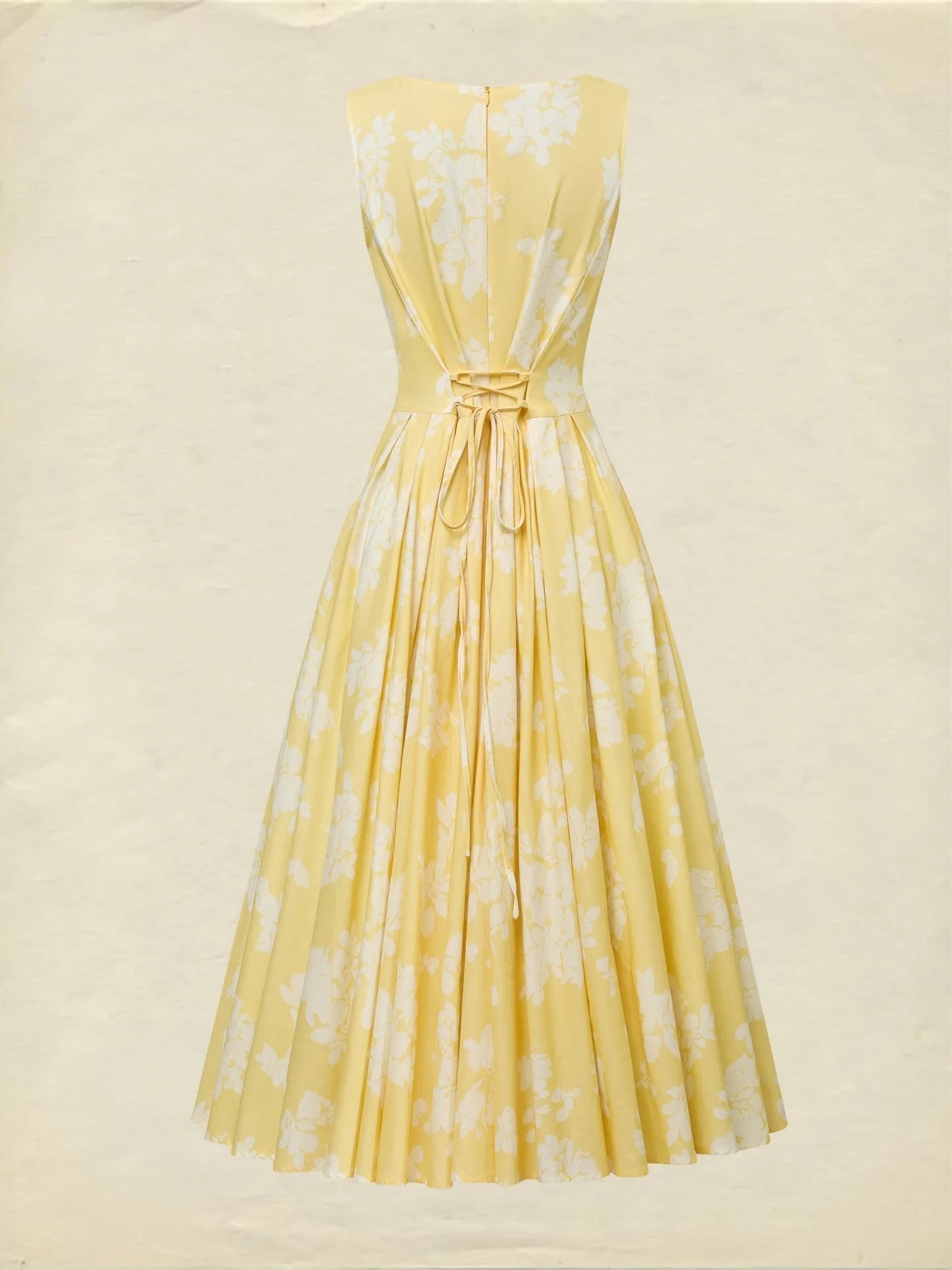 Women's Floral Linen Cotton Blend Sleeveless Midi Dress