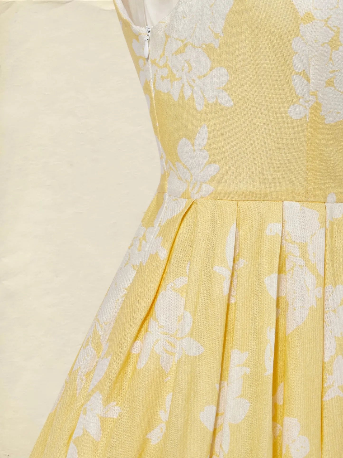 Women's Floral Linen Cotton Blend Sleeveless Midi Dress