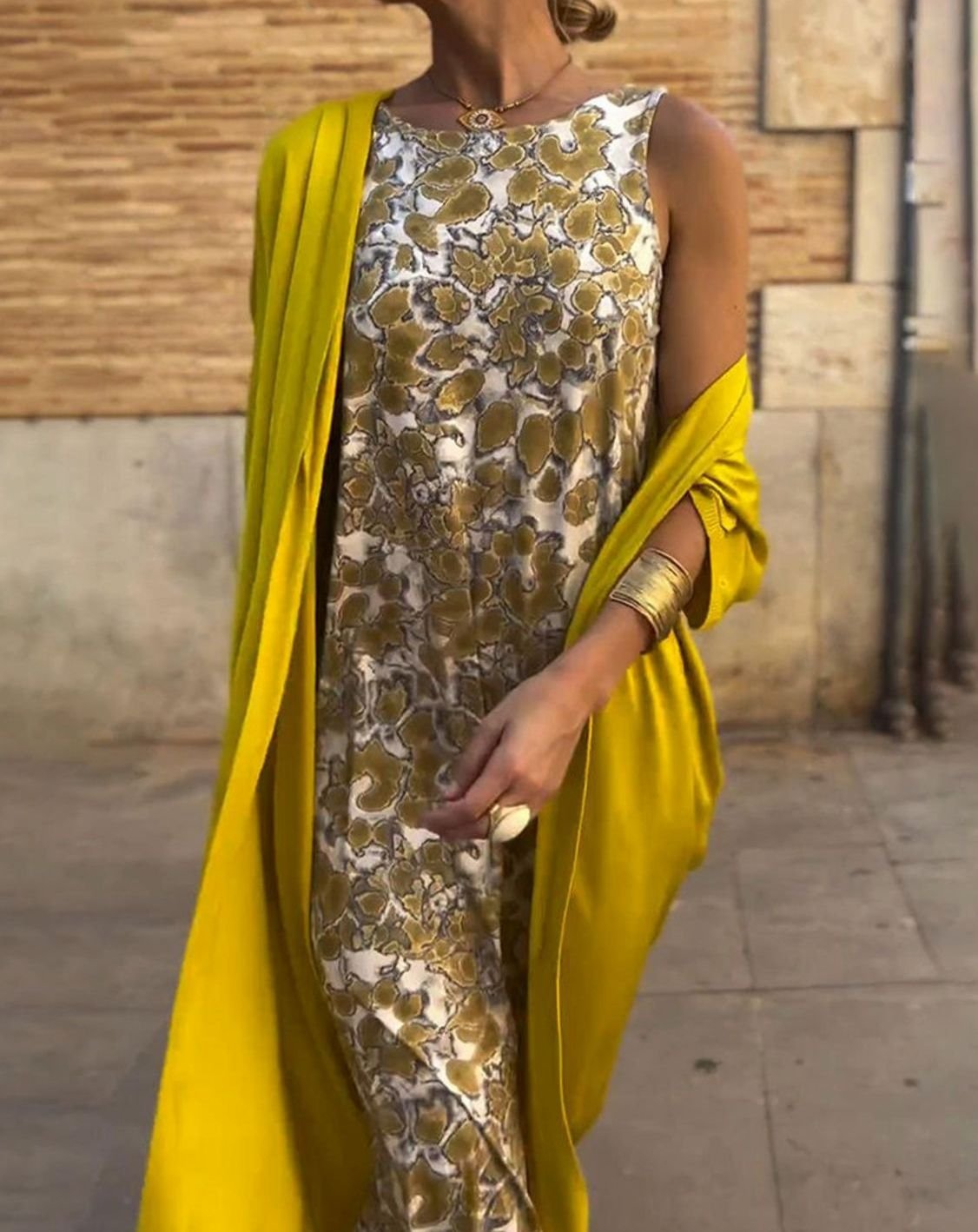 Women's Floral Maxi Sundress Sleeveless Wrap Cardigan Set
