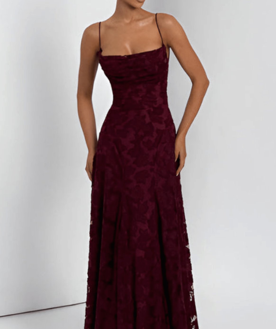 Women's Floral Spaghetti-Strap Sleeveless Maxi Dress - Cherry
