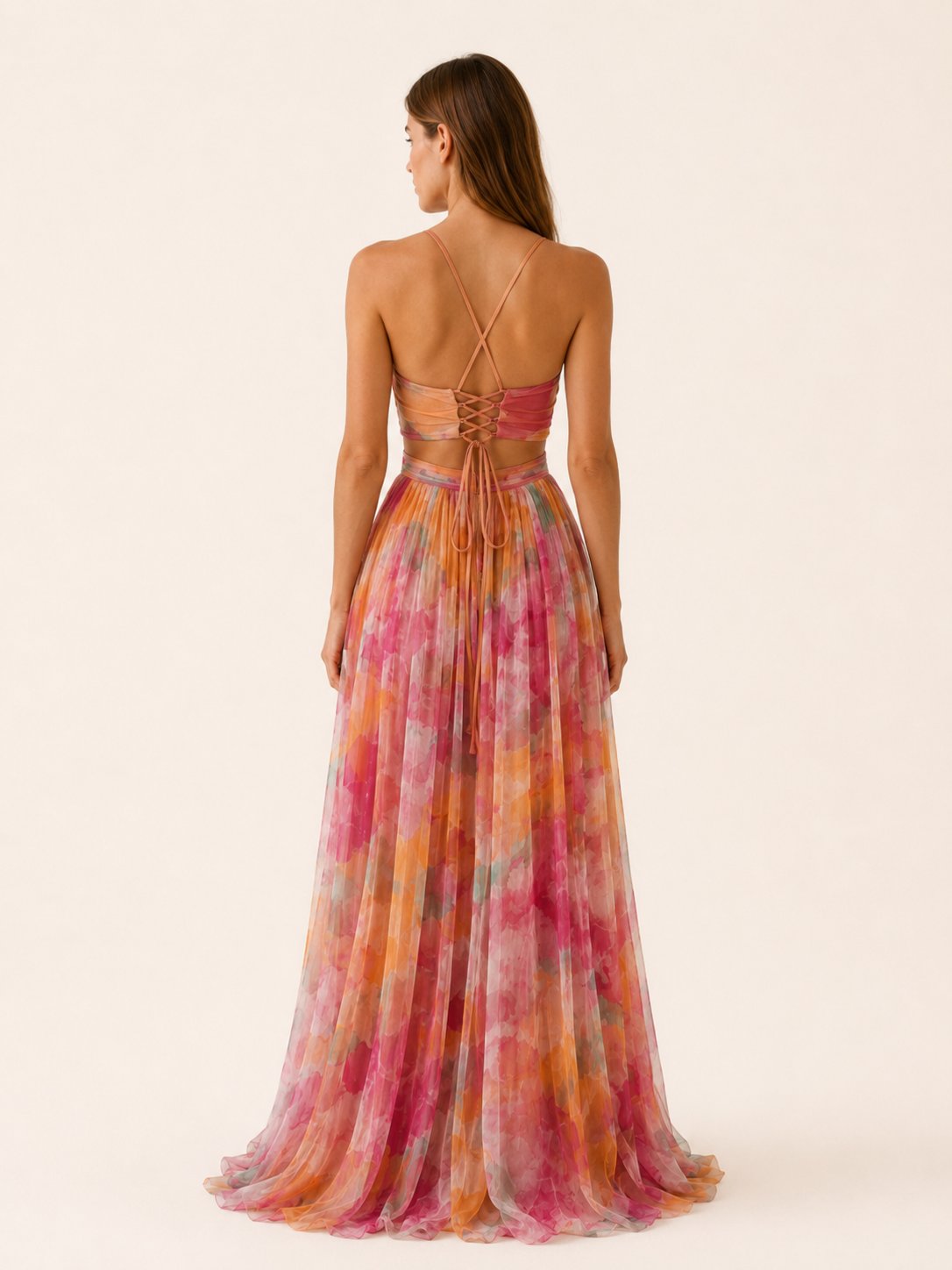 Women's Floral V-Neck Slim-Strap Wedding Guest Maxi Dresses