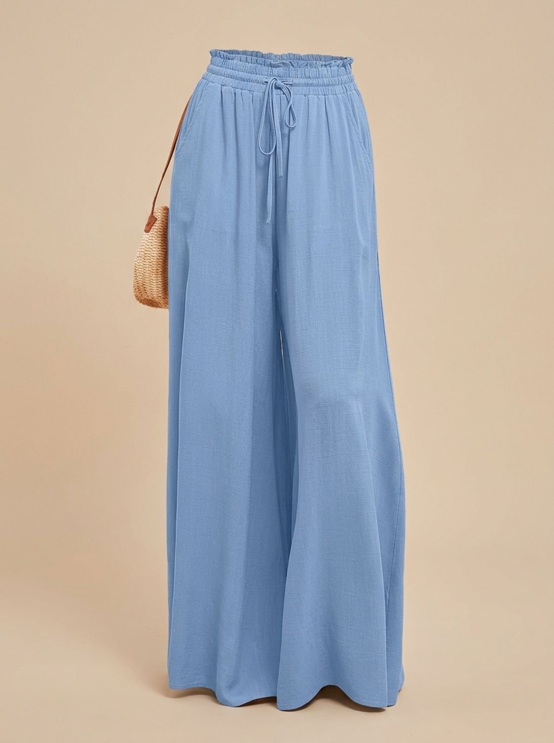Women's Floral Wide-Leg Palazzo Pants Elastic Drawstring Waist