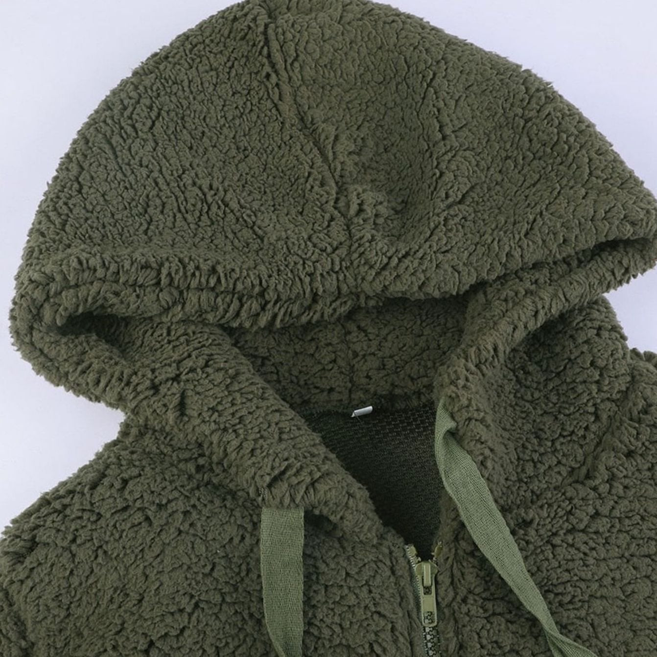 Women's Fluffy Teddy Open-Front Hooded Cardigan