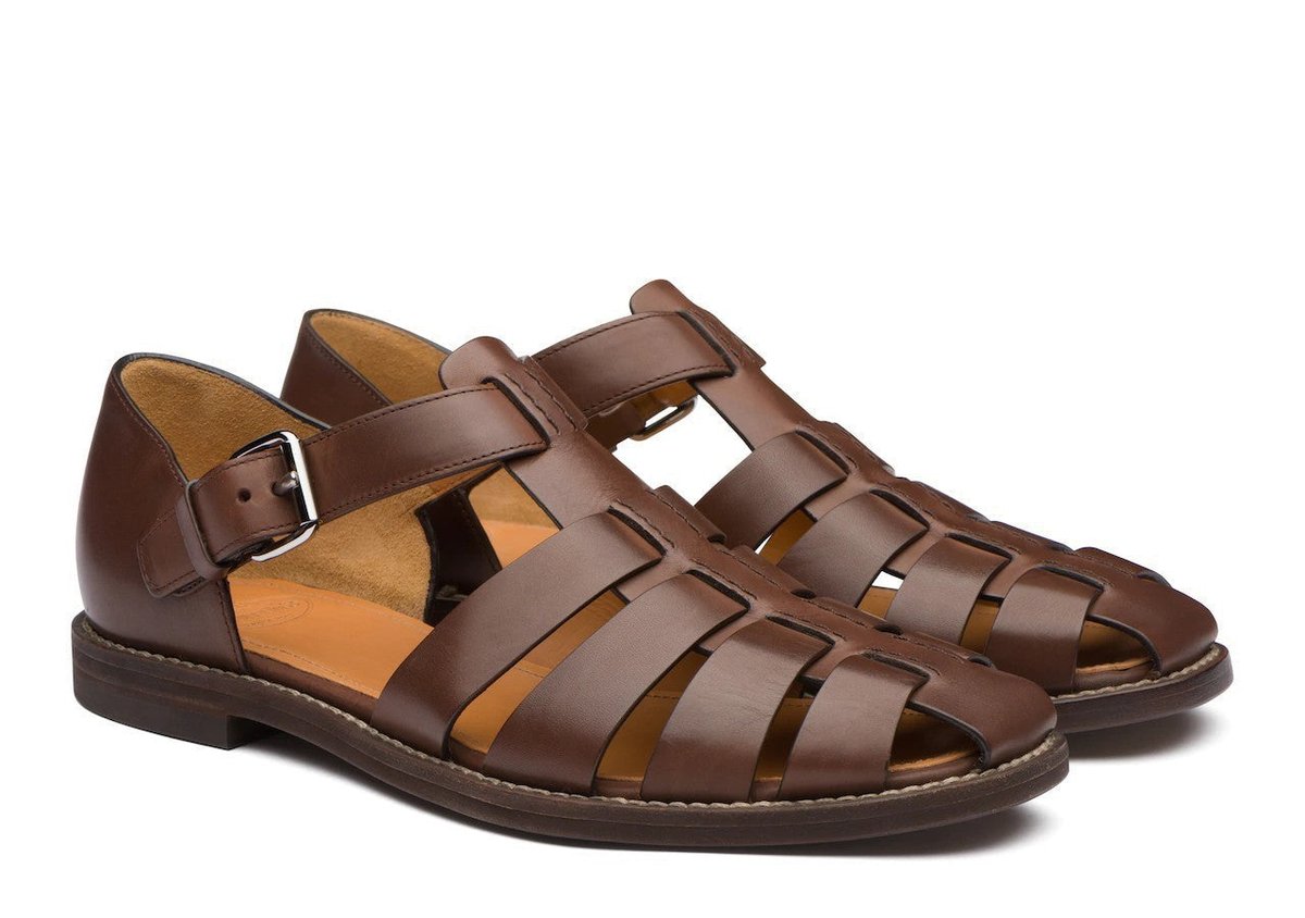 Women's Genuine Leather Gladiator Comfort Sandals Adjustable Buckle Flat - Coffee