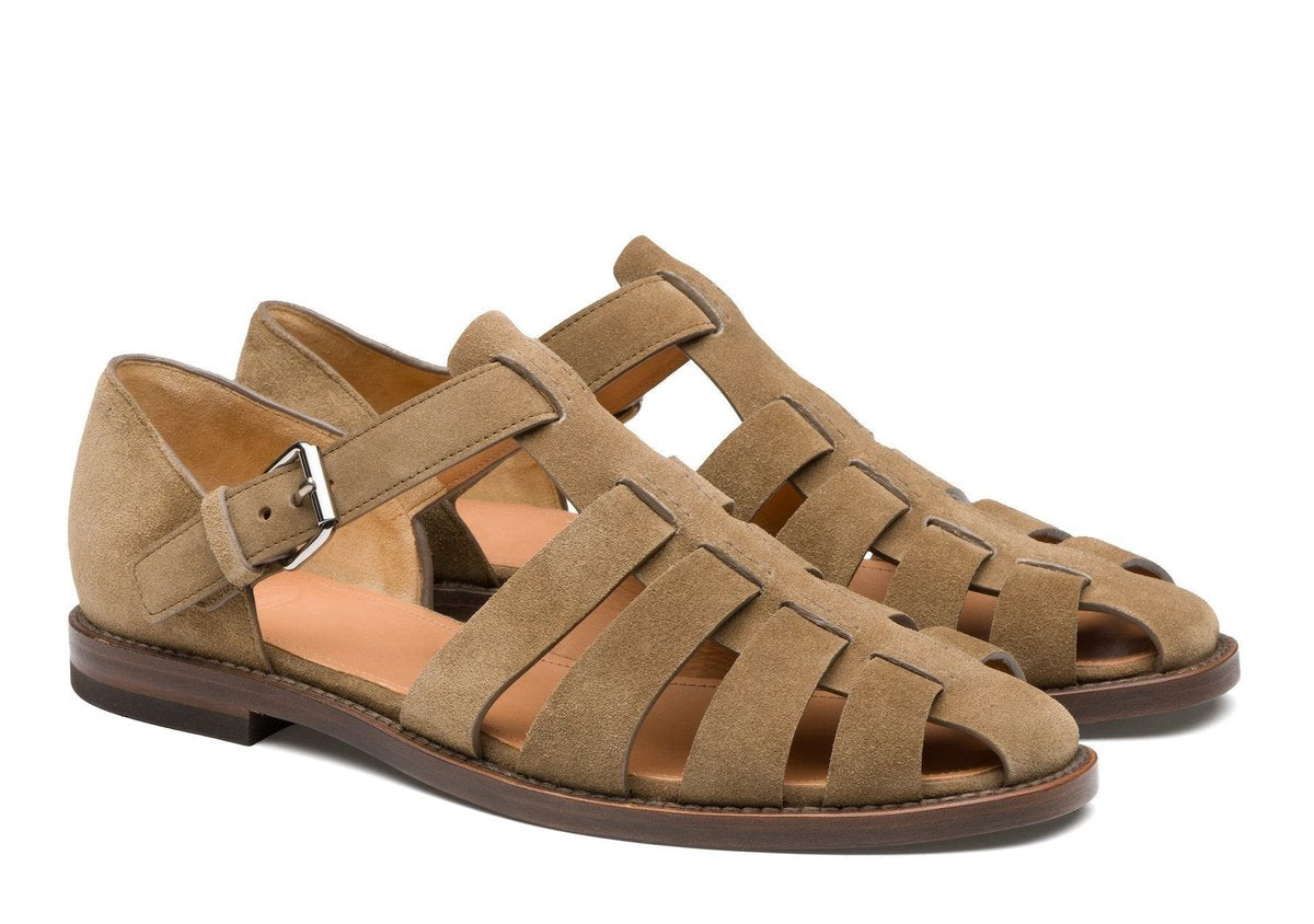 Women's Genuine Leather Gladiator Comfort Sandals Adjustable Buckle Flat