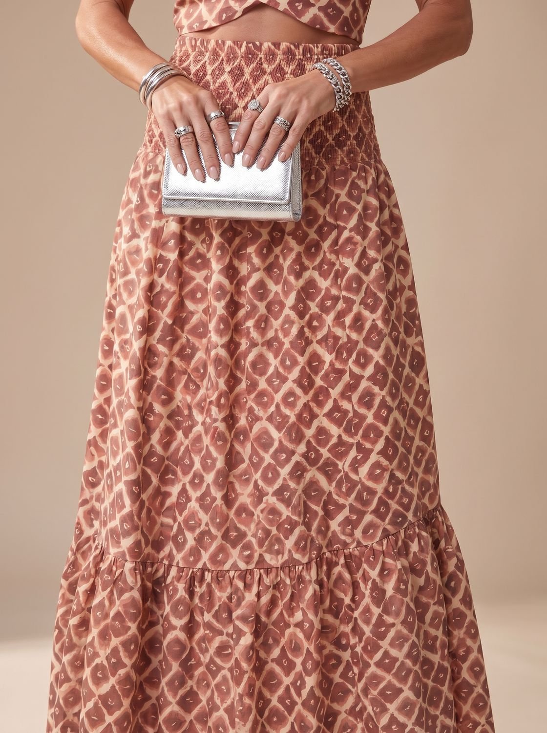 Women's Geometric Print Cross Halter Cutout Midi Dress