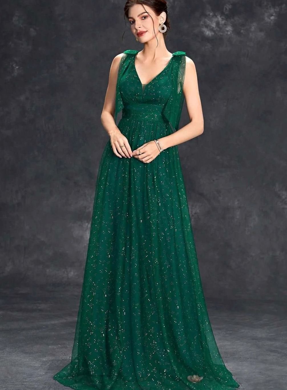 Women's Glitter Sequin V-Neck Sleeveless Floor-Length Formal Gown II