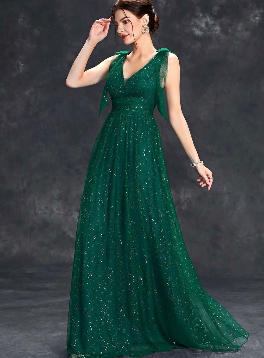 Women's Glitter Sequin V-Neck Sleeveless Floor-Length Formal Gown II