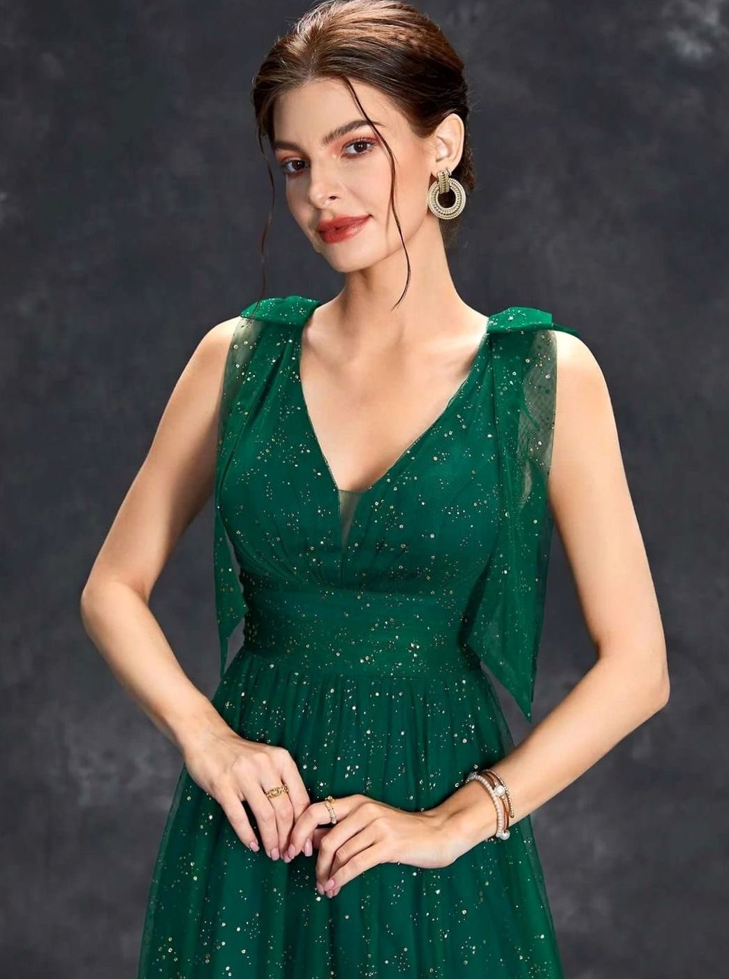 Women's Glitter Sequin V-Neck Sleeveless Floor-Length Formal Gown II