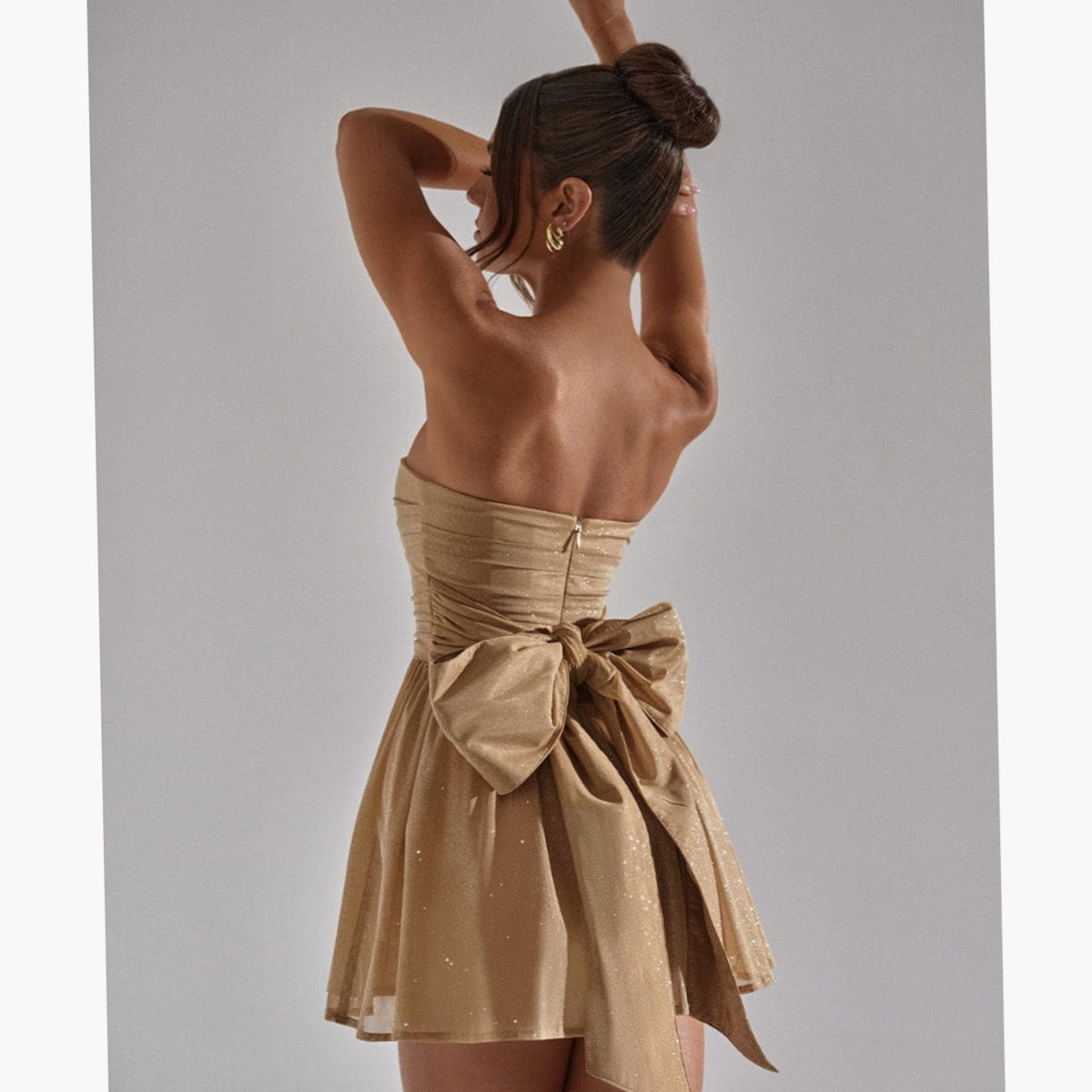Women's Glitter Strapless A-Line Mini Wedding Guest Dress