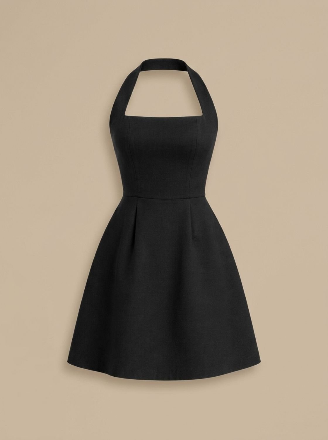 Women's Halter Neck A-Line Sleeveless Mini Dress - Black