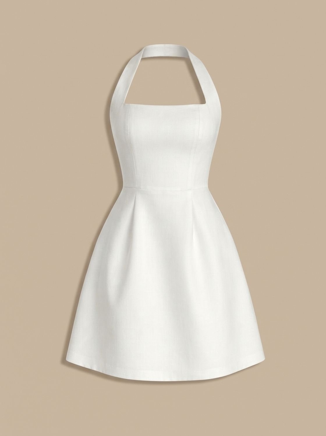 Women's Halter Neck A-Line Sleeveless Mini Dress - White