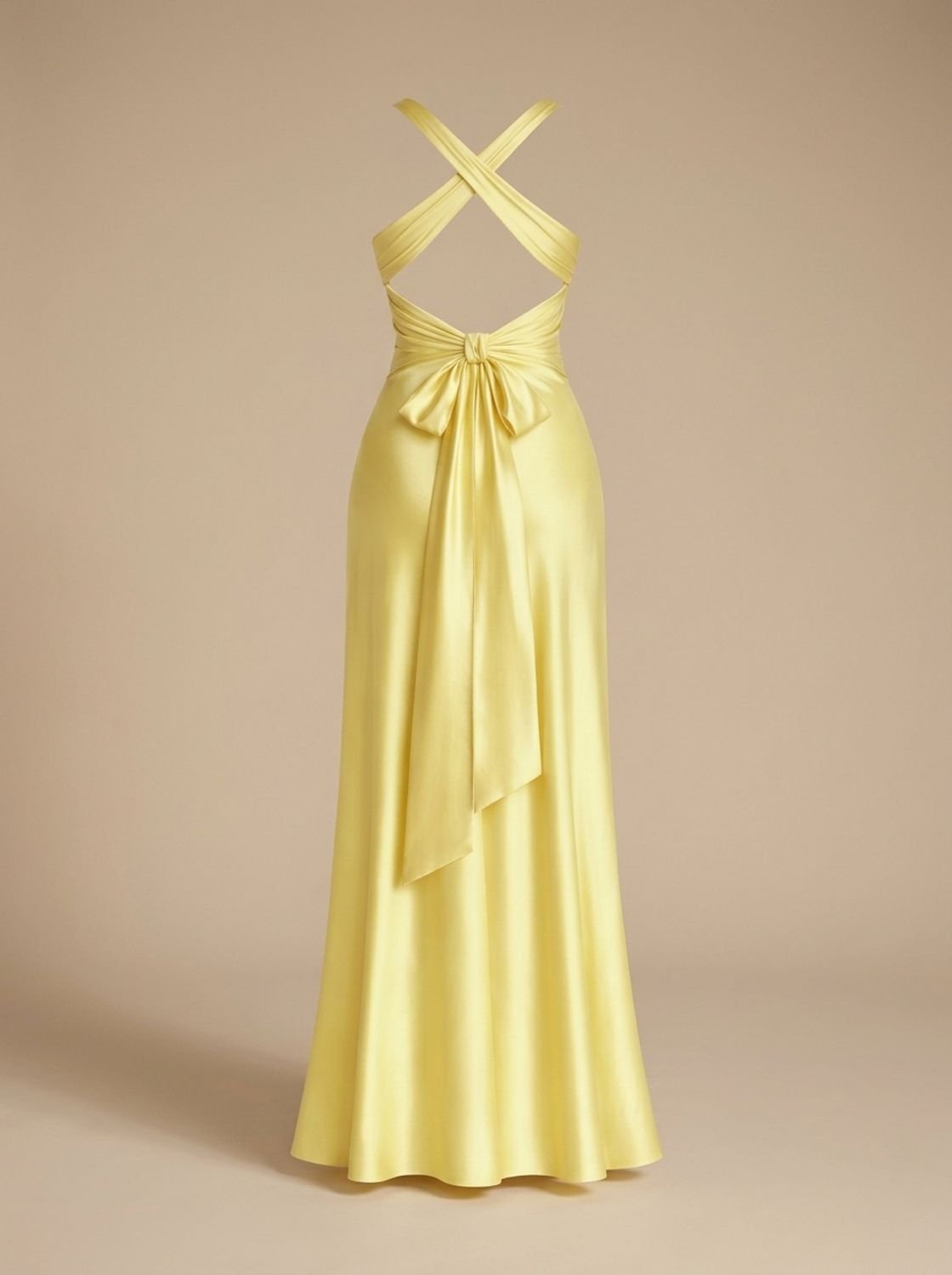 Women's Halter Neck Ruched Satin Backless Maxi Dress