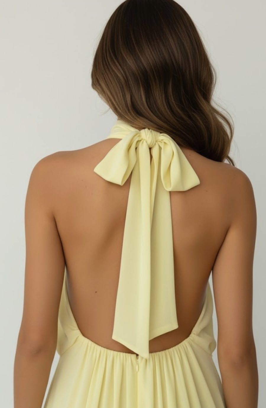 Women's Halter-Neck Tiered Ruffle Chiffon Mini Dress