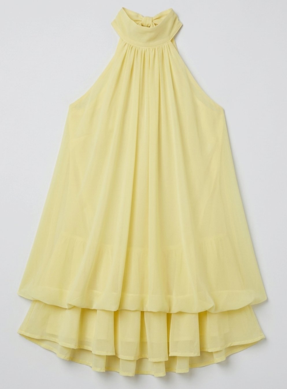 Women's Halter-Neck Tiered Ruffle Chiffon Mini Dress