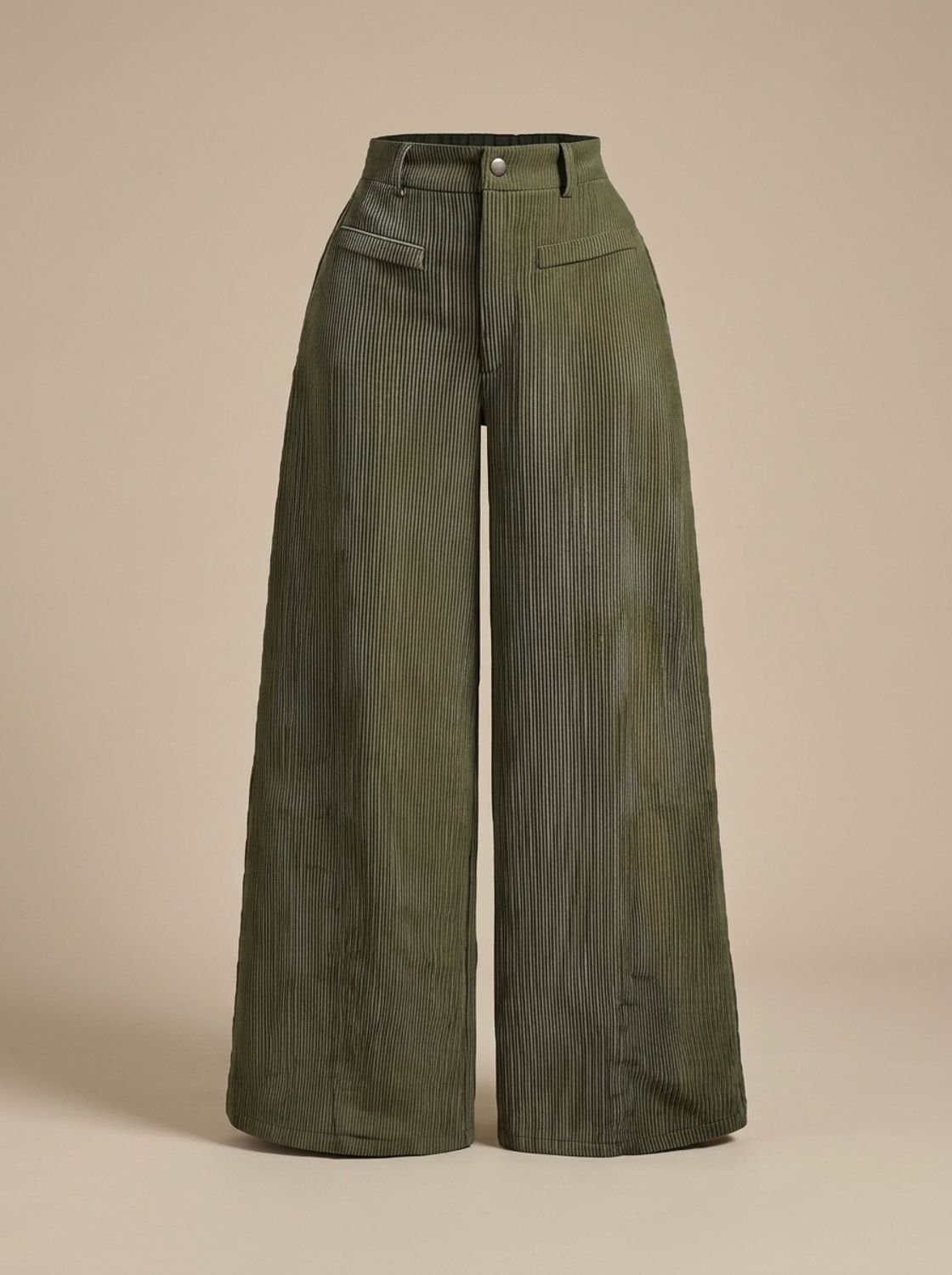Women's High-Waist Corduroy Wide-Leg Tailored Pants