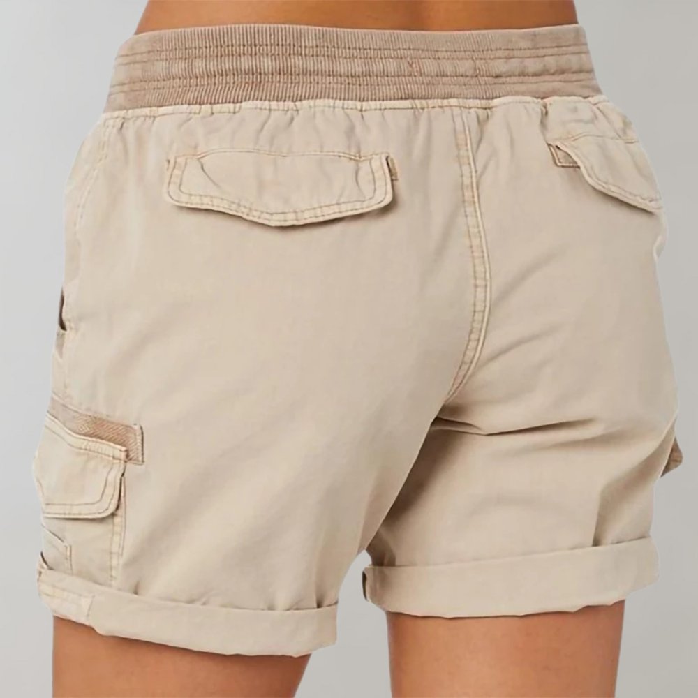 Women's High-Waist Linen Cargo Shorts