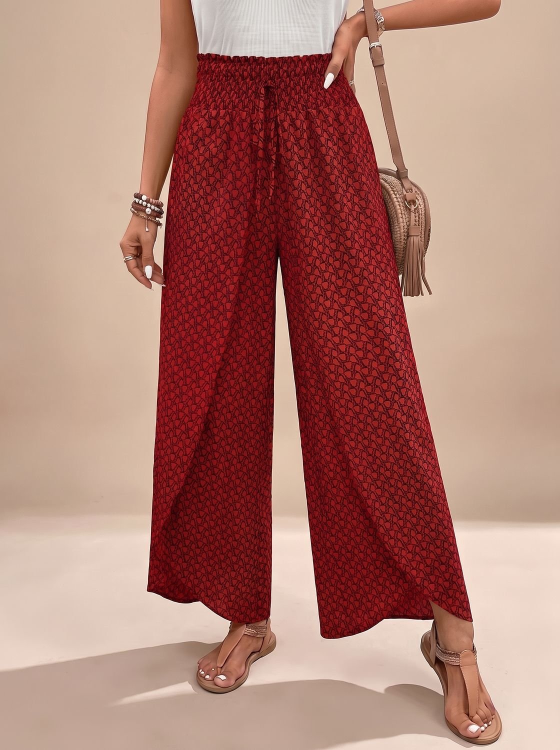 Women's High-Waist Patterned Wide-Leg Palazzo Pants