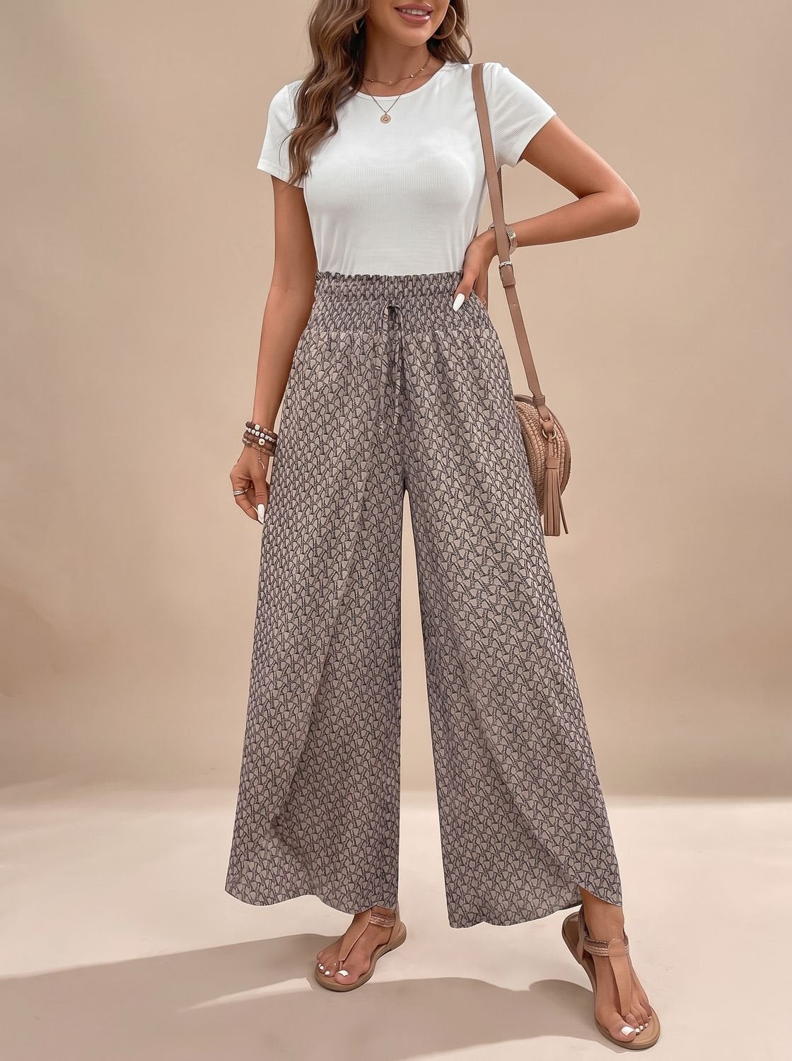Women's High-Waist Patterned Wide-Leg Palazzo Pants