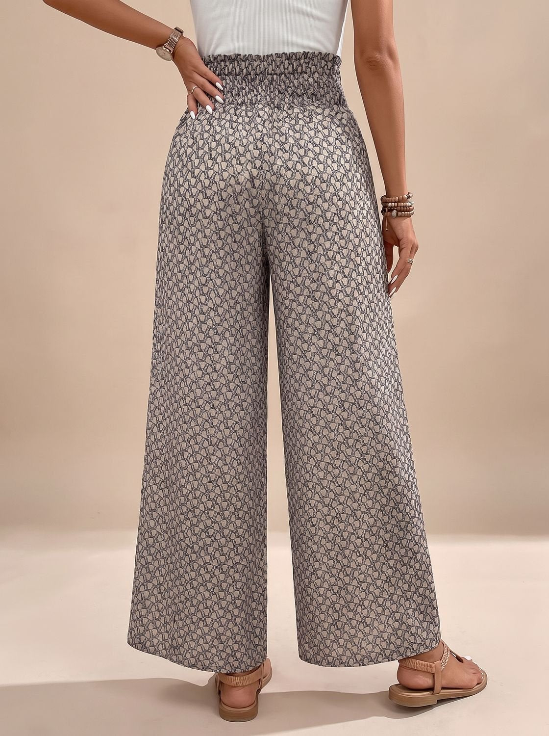 Women's High-Waist Patterned Wide-Leg Palazzo Pants