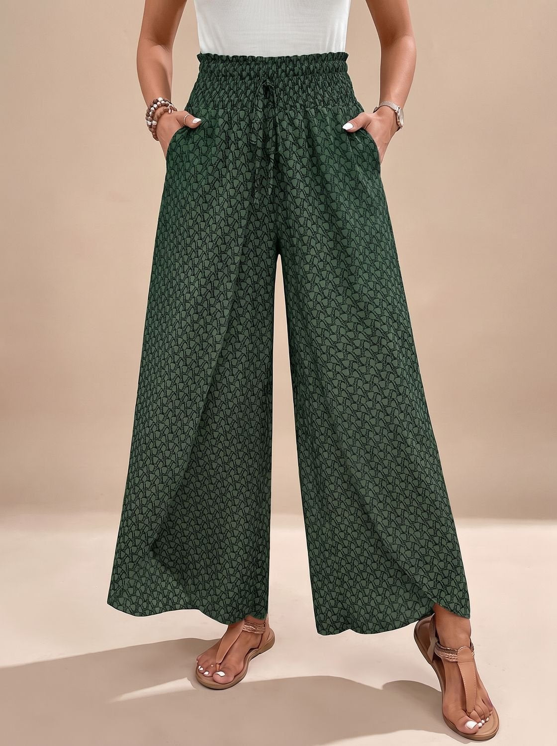 Women's High-Waist Patterned Wide-Leg Palazzo Pants