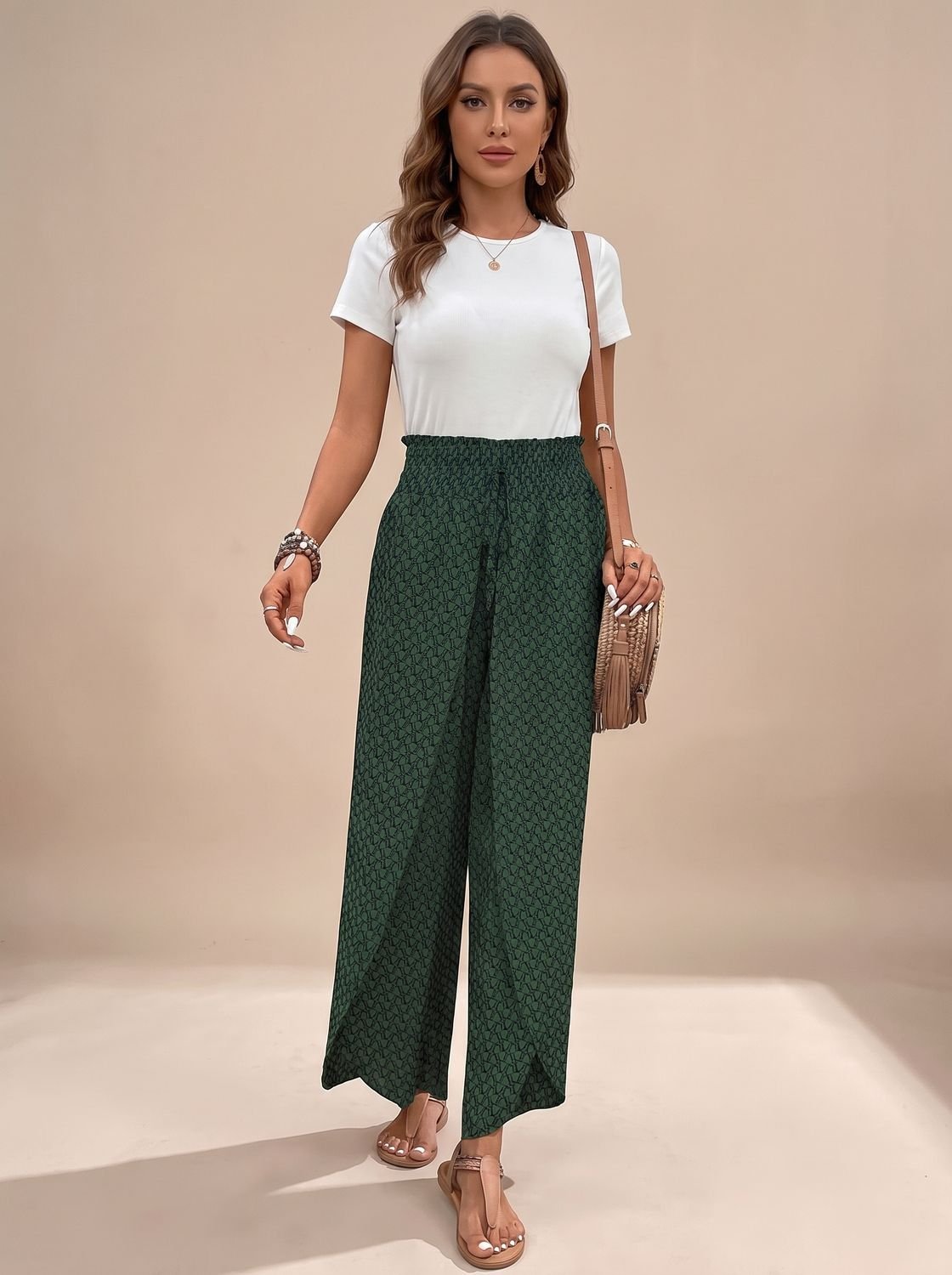 Women's High-Waist Patterned Wide-Leg Palazzo Pants