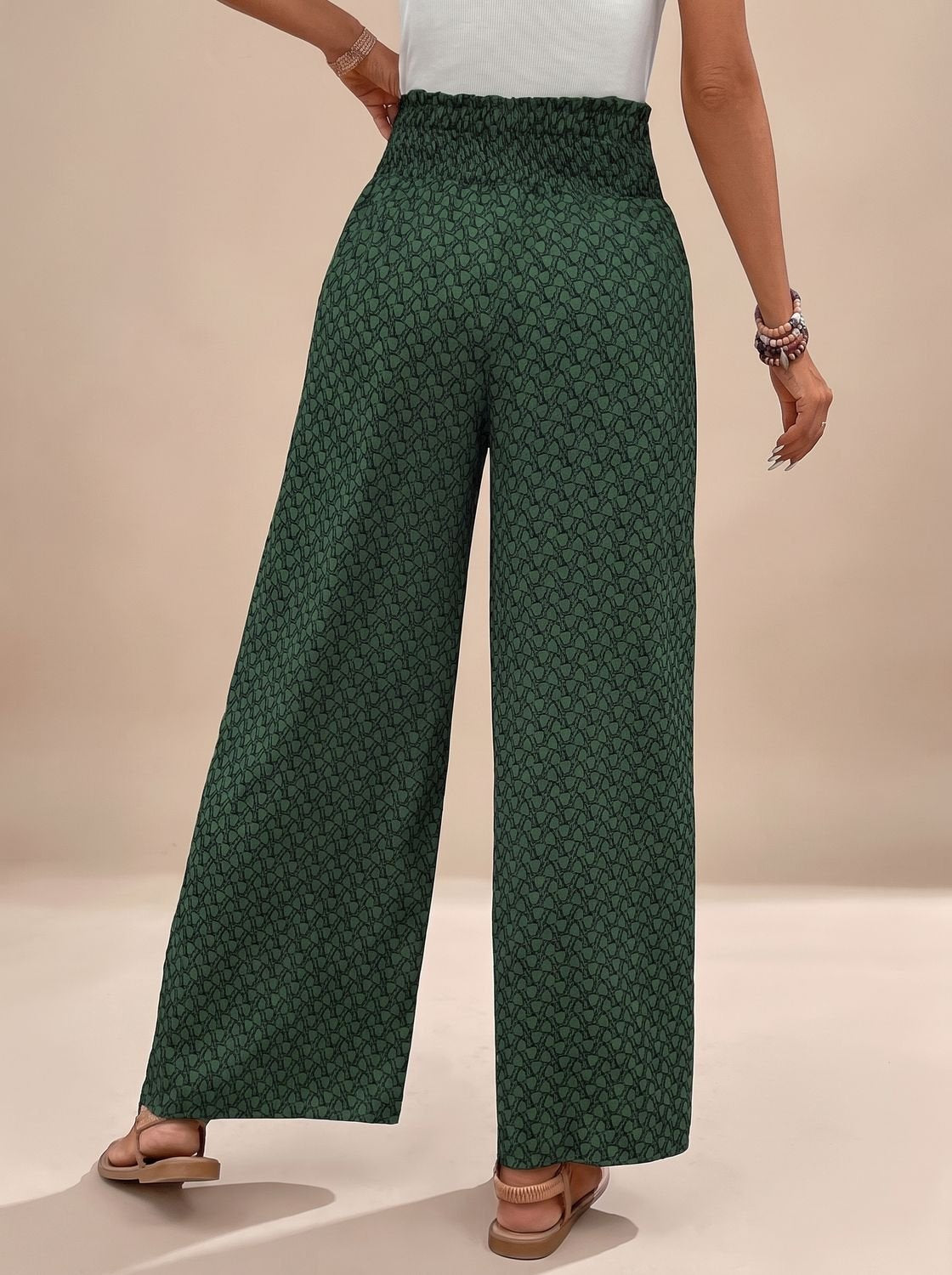 Women's High-Waist Patterned Wide-Leg Palazzo Pants