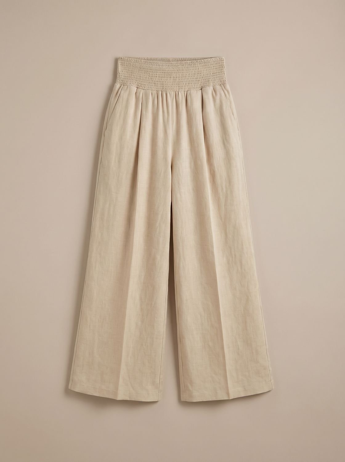 Women's High-Waist Pleated Wide-Leg Linen Trousers