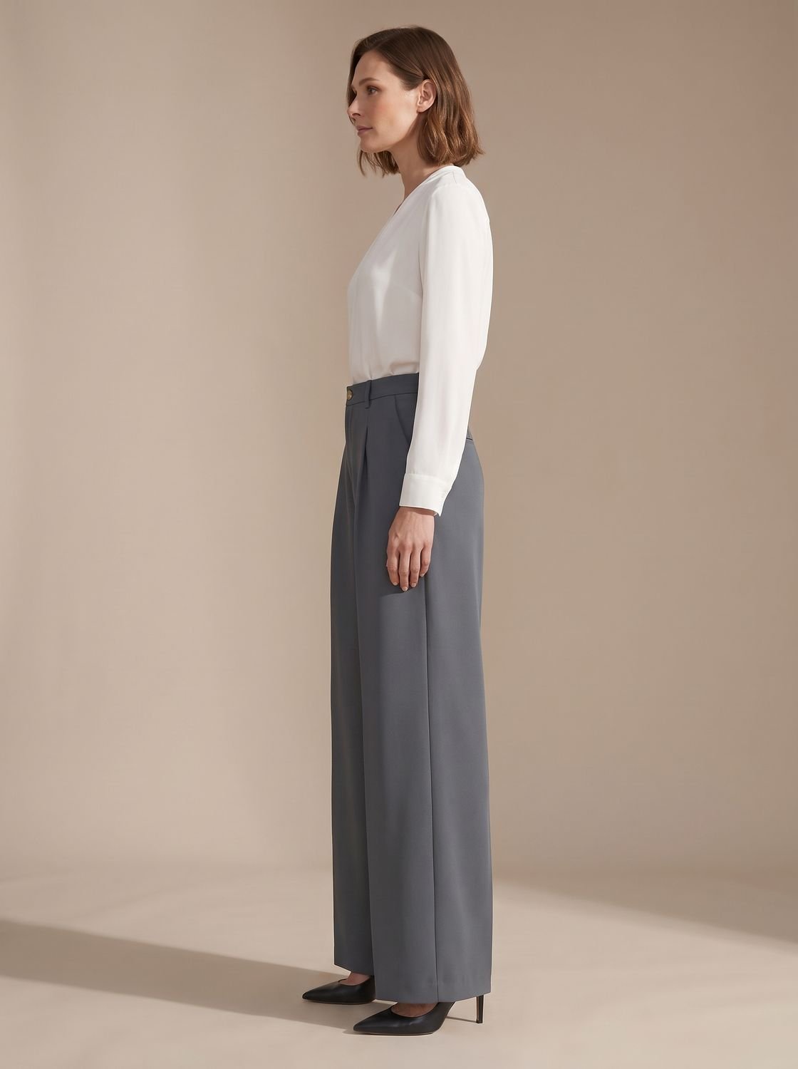 Women's High-Waist Wide-Leg Pleated Palazzo Trousers