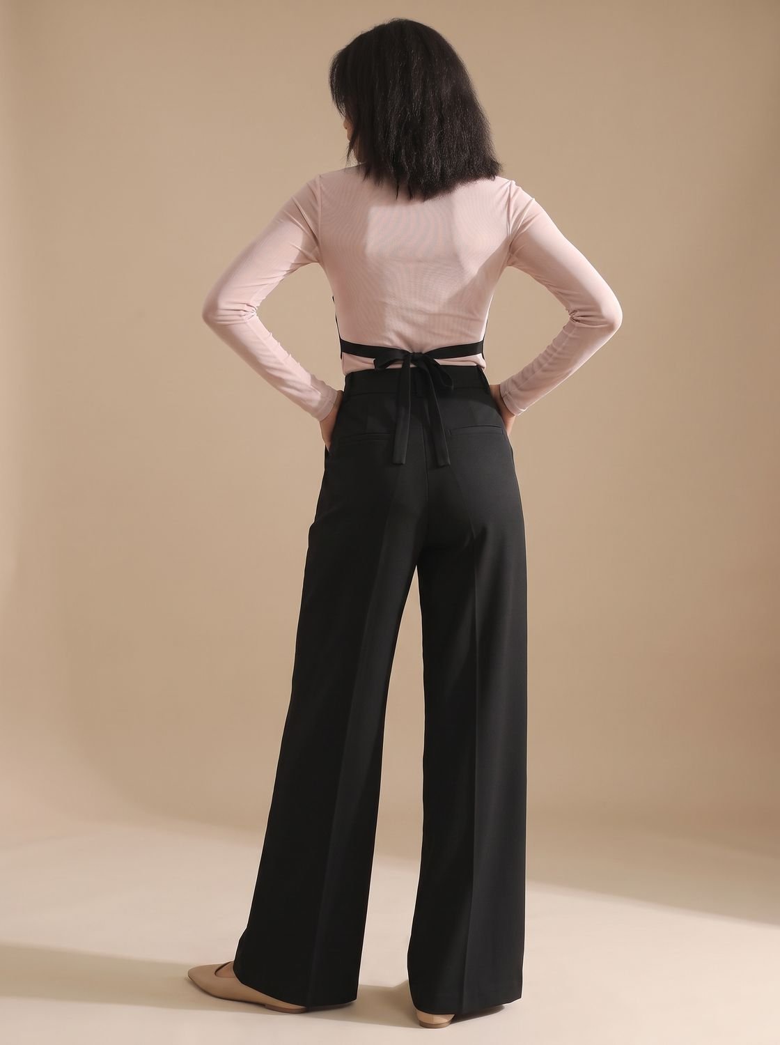 Women's High-Waist Wide-Leg Pleated Tailored Trousers