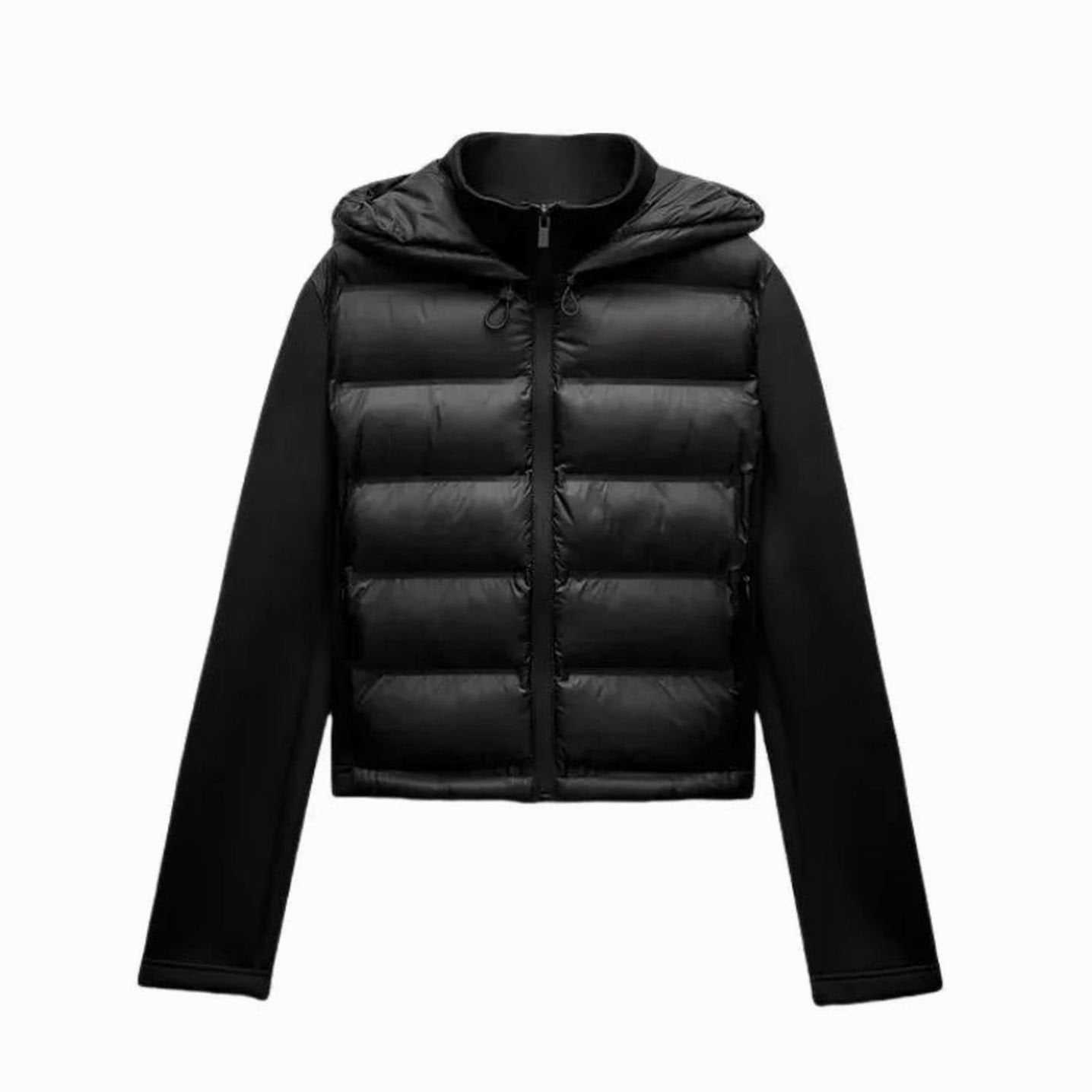 Women's Hooded Quilted-Front Zip-Up Lightweight Puffer Jacket - Black