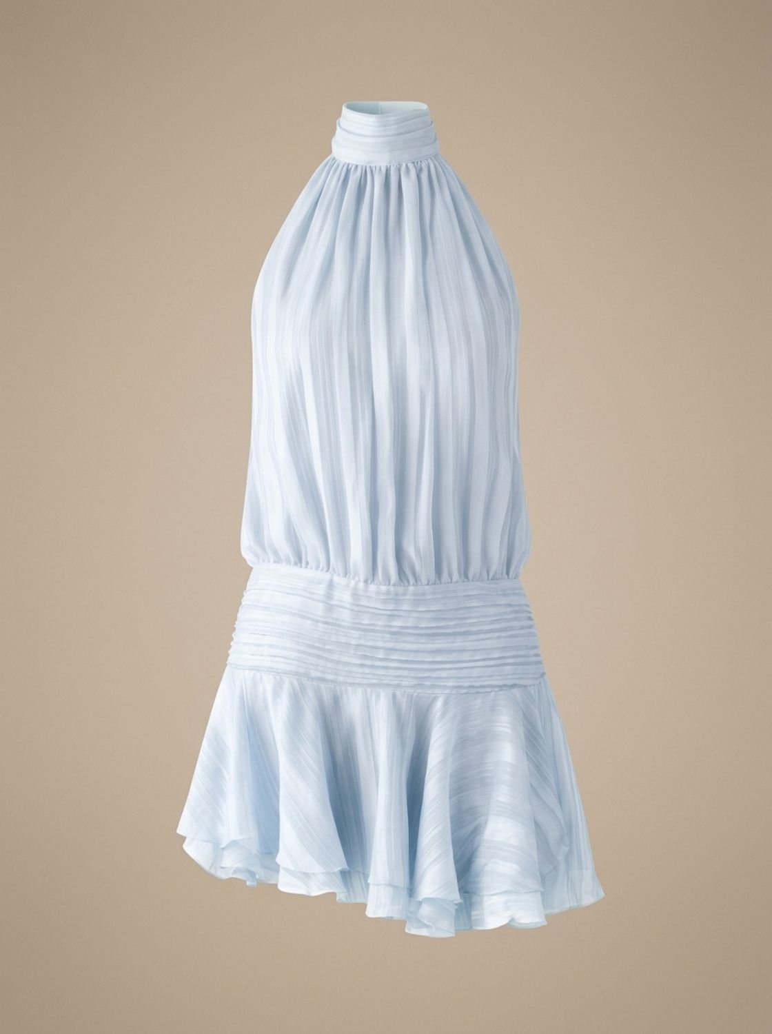 Women's Karla Backless Halter-Neck Chiffon Ruffle Mini Dress - Blue