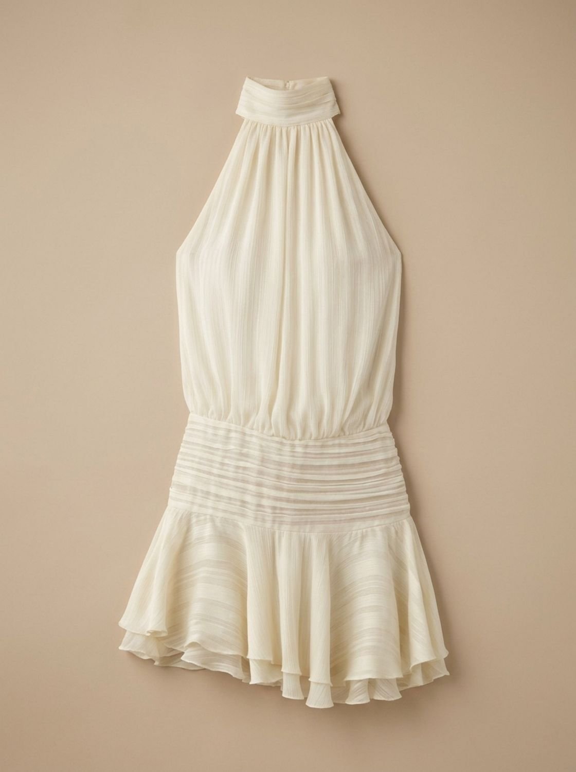 Women's Karla Backless Halter-Neck Chiffon Ruffle Mini Dress - White