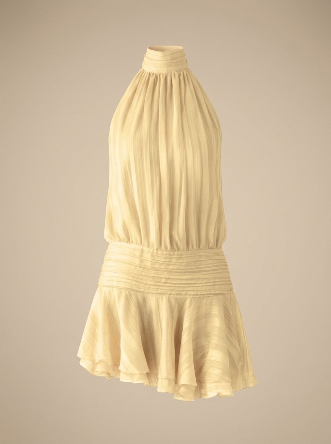 Women's Karla Backless Halter-Neck Chiffon Ruffle Mini Dress - Yellow