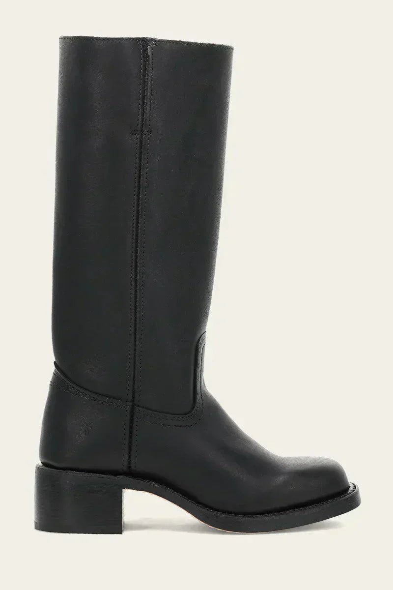 Women's Knee-High Slim-Fit Leather-Look Stacked-Heel Boots