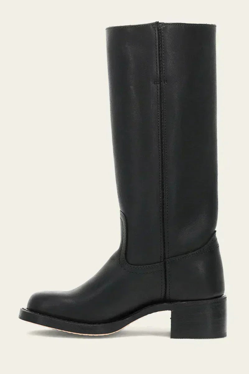 Women's Knee-High Slim-Fit Leather-Look Stacked-Heel Boots
