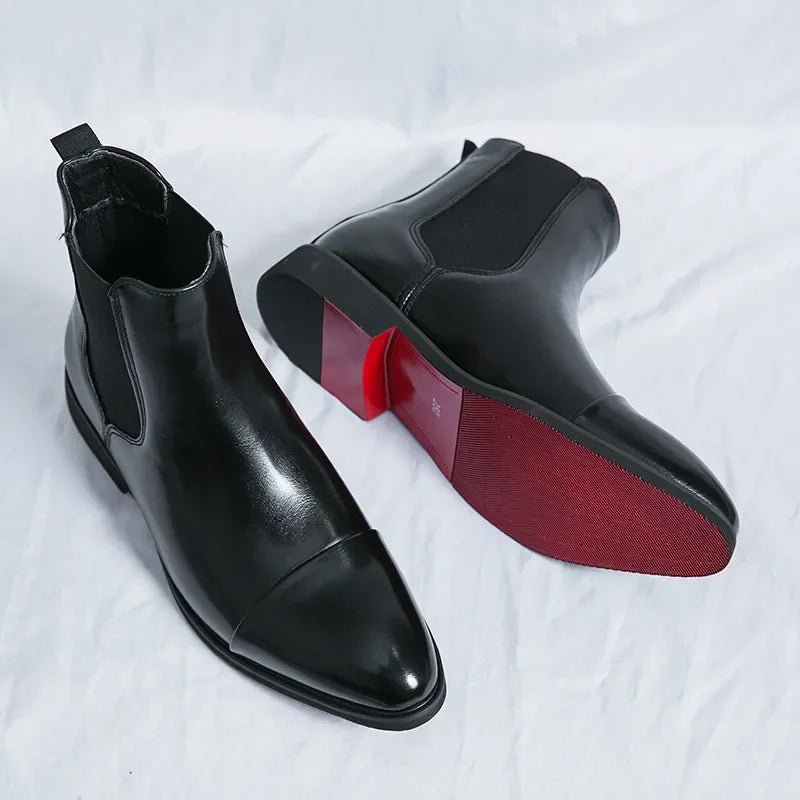 Women's Leather Chelsea Ankle Boots Pointed-Toe Slip-On