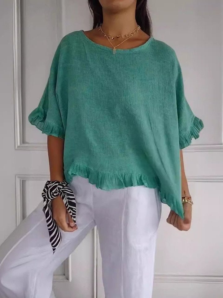 Women's Lightweight Fringe-Detail Casual Blouse - Green (Almost sold out)