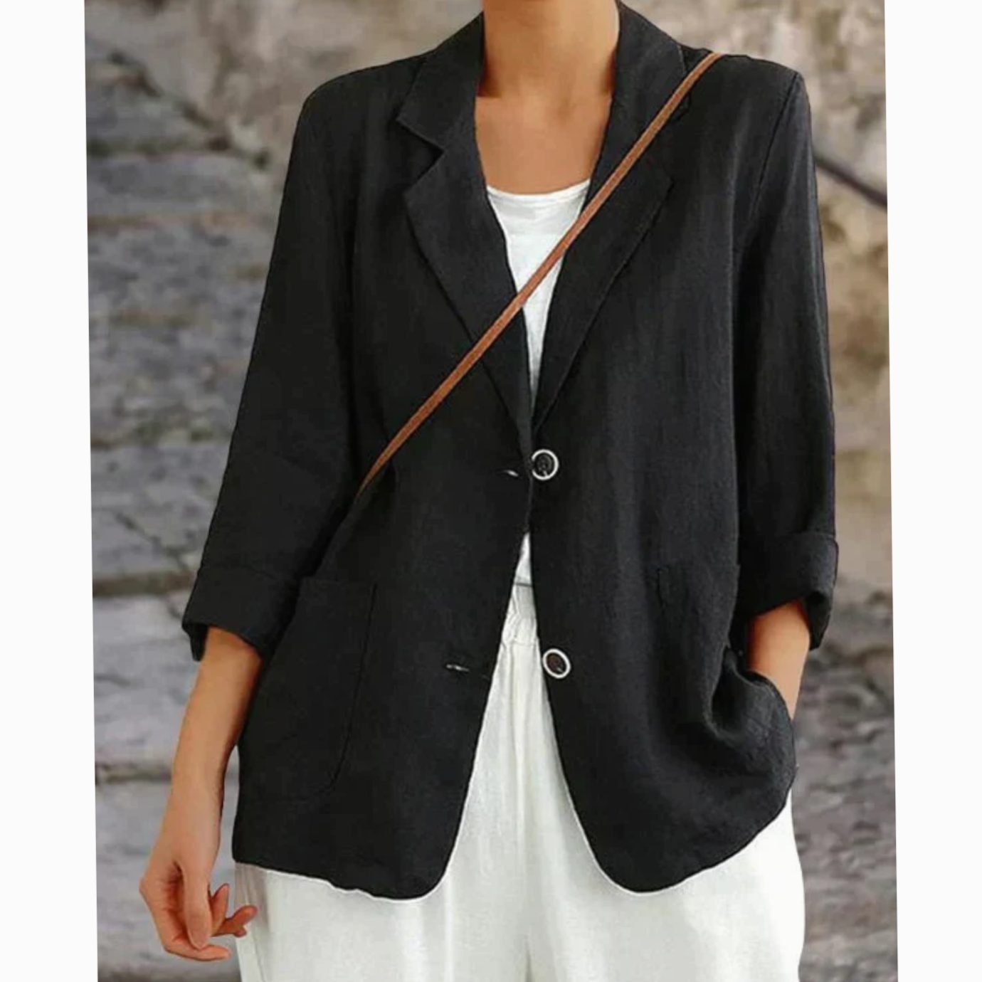Women's Lightweight Linen-Look Two-Button Tailored Blazer