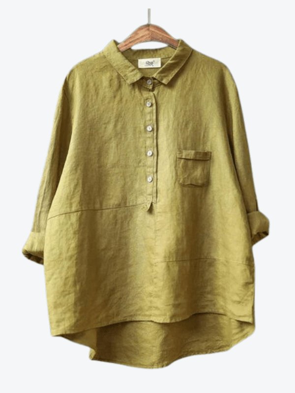 Women's Linen Long Sleeve Shirt Relaxed Fit Button Front