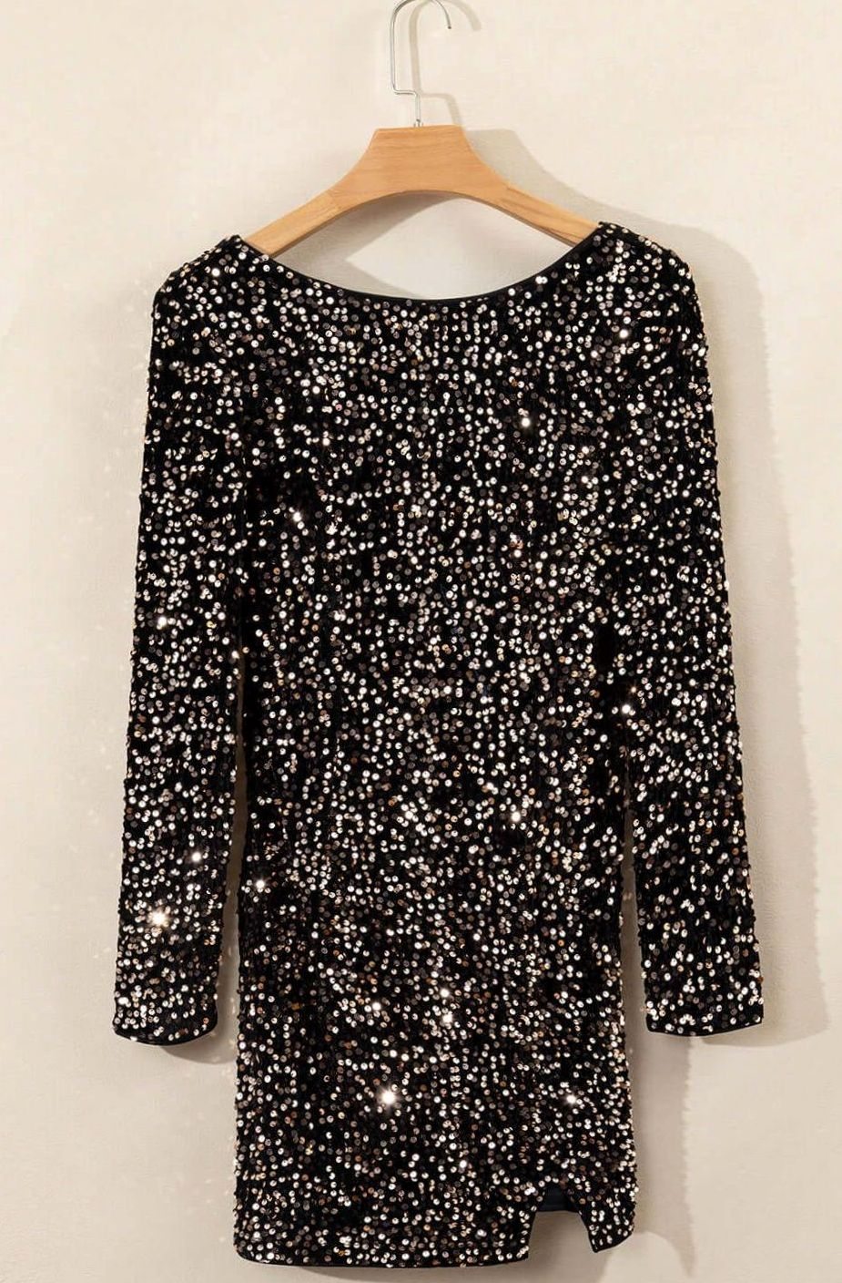 Women's Long-Sleeve Sequin Mini Dress Formal Bodycon