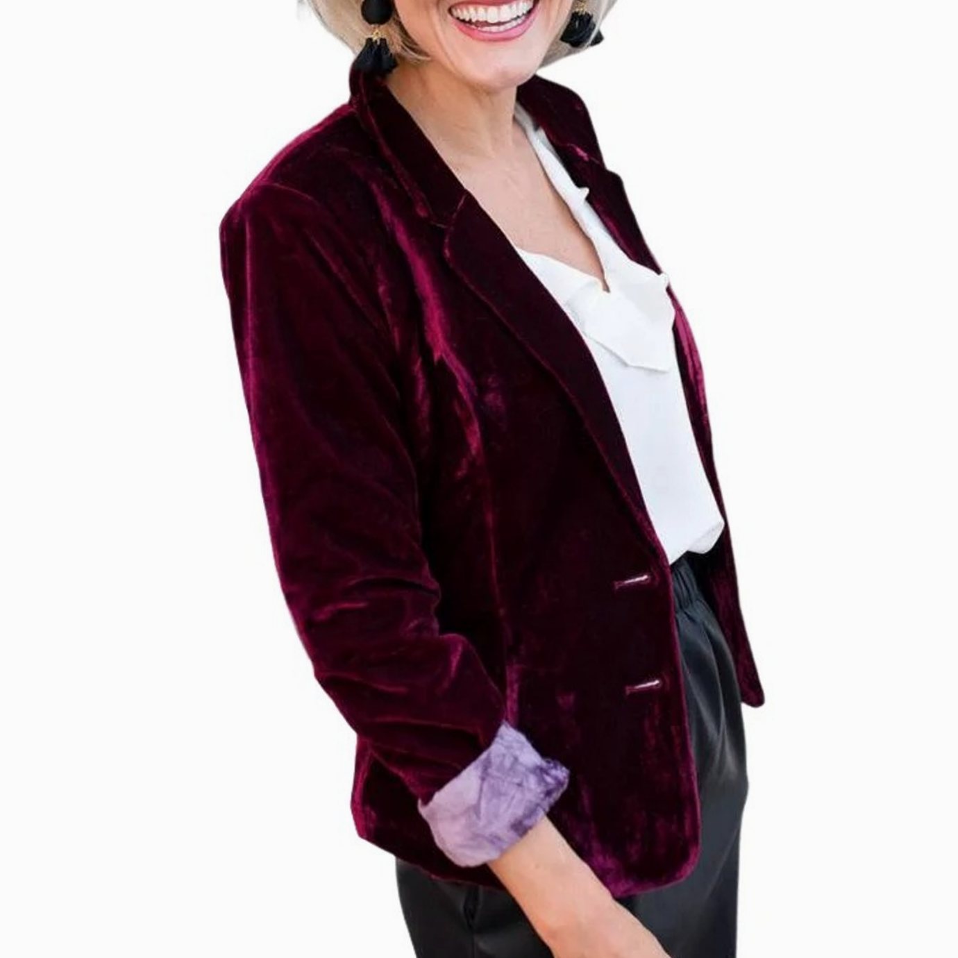 Women's Long-Sleeve Velvet Tailored Blazer