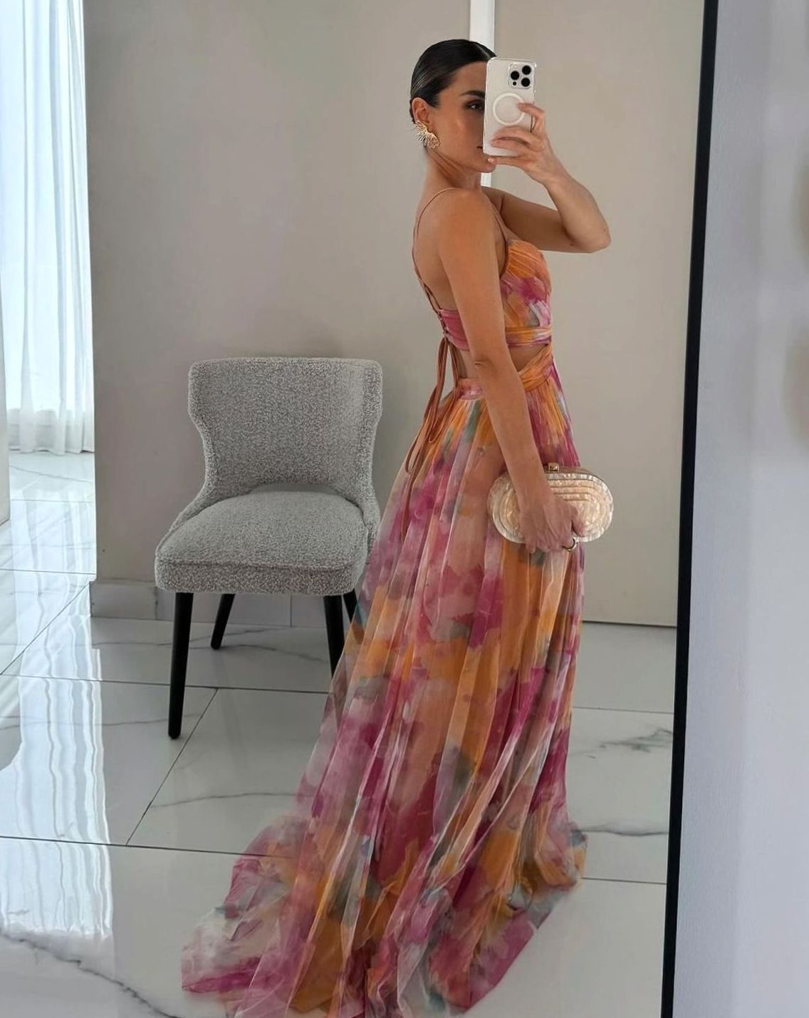 Women's Multicolour Flowy V-Neck Thin-Strap Maxi Dress